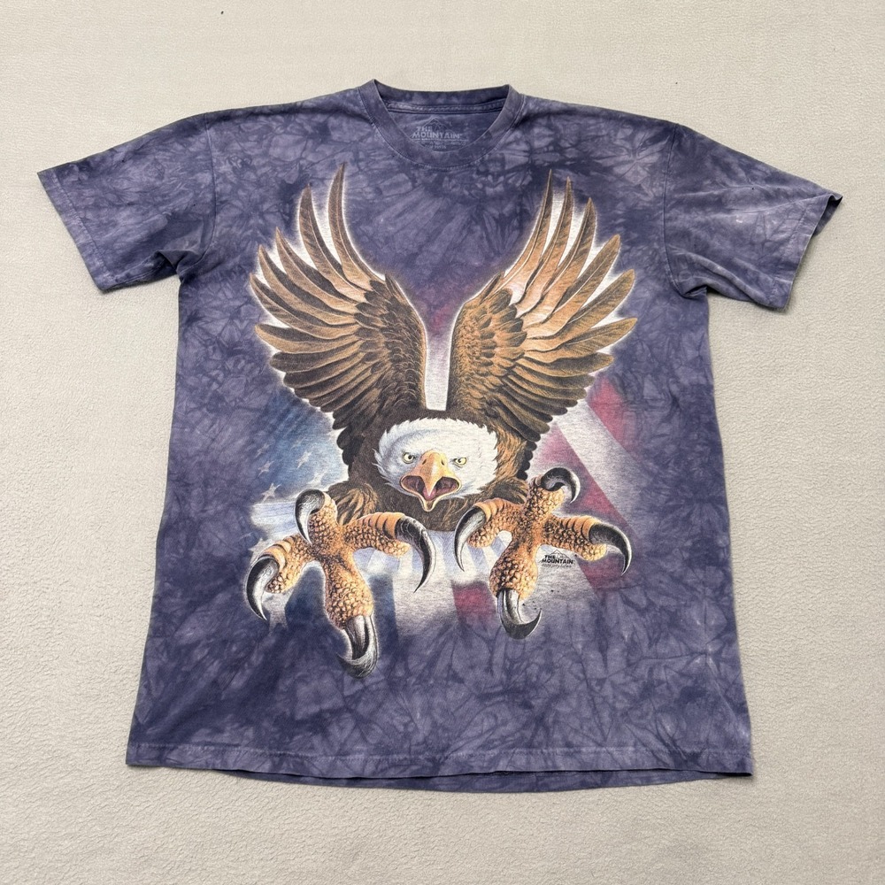 The Mountain Shirt Mens Large Purple Eagle Tie Dye 3D USA Flag *